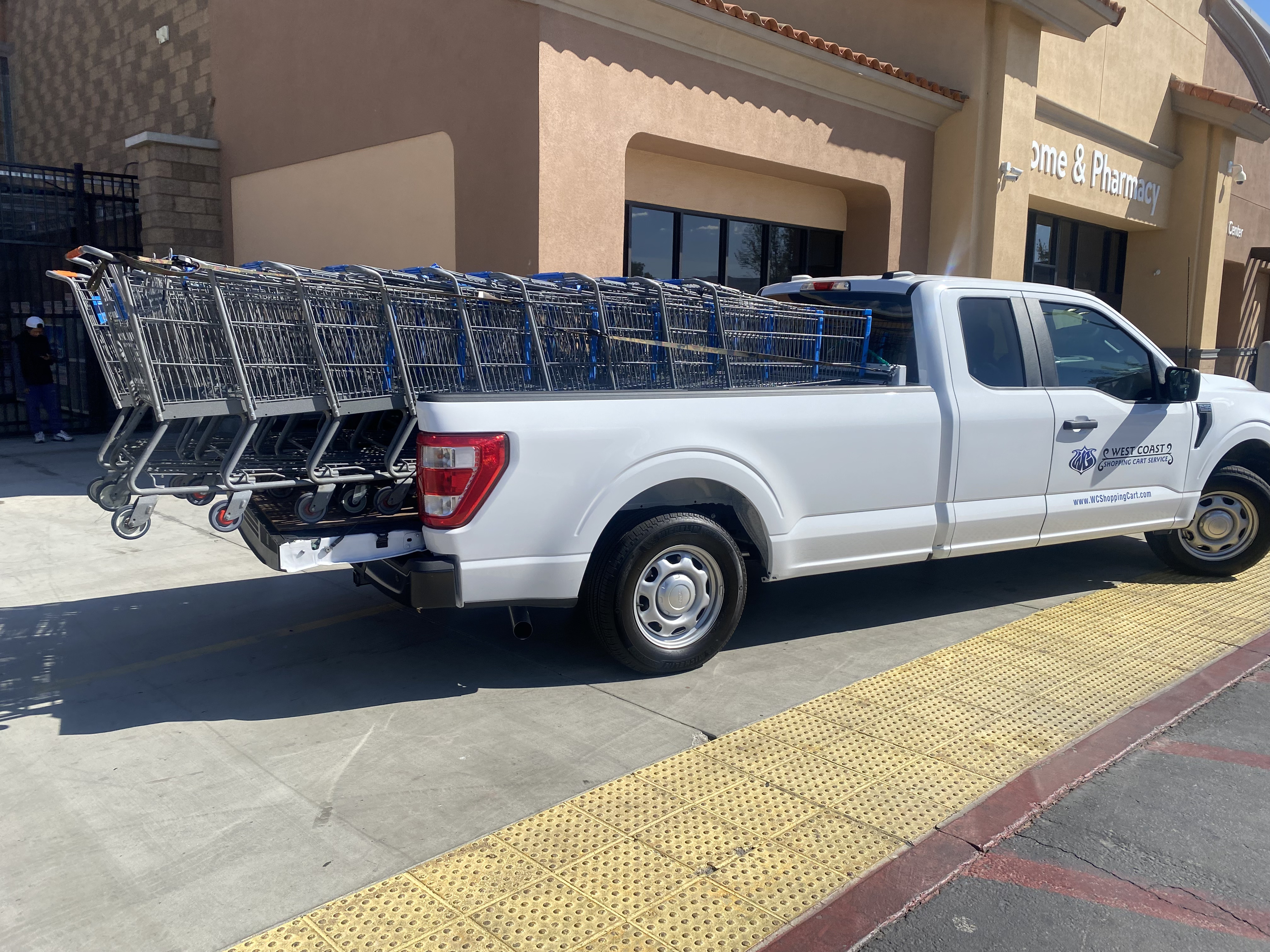 WCSC service truck loaded with recovered shopping carts